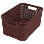 Nestable Rattan Basket 7L Storage Plastic Wicker Tray Vintage With Handles