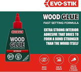 Evo Stik Interior Wood Adhesive Glue Extra Strong Fast Set Clear Bond Inside