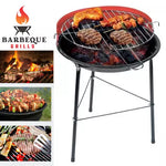 Portable Charcoal BBQ Barbecue Cooking Grill Trolley Picnic Garden Outdoor 33cm Round Patio Cam