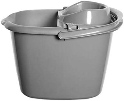 15 Liter Mop Bucket with Wringer, Classic Plastic Bucket with Side Lip for Easy Pouring, Floor Bucket with Carry Handle – Ideal for General and Small Area Cleaning Solution
